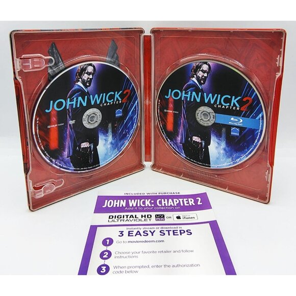 John Wick Steelbook Chapter 2 Blu-ray DVD Digital HD Combo Lionsgate Movie - Picture 1 of 15